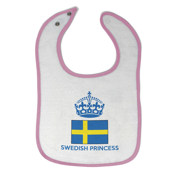 Baby Girl Bibs Swedish Princess Crown Countries Burp Cloths Contrast Trim Cotton - Cute Rascals