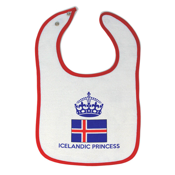 Baby Girl Bibs Icelandic Princess Crown Countries Burp Cloths Contrast Trim - Cute Rascals