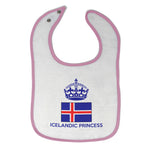 Baby Girl Bibs Icelandic Princess Crown Countries Burp Cloths Contrast Trim - Cute Rascals