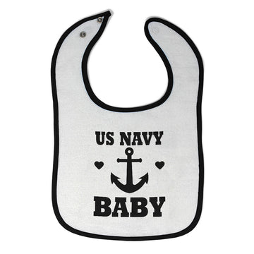 Cloth Bibs for Babies Us Navy Baby with Ship Anchor and Heart Symbol Cotton