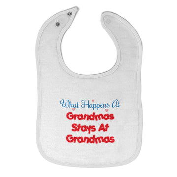 Cloth Bibs for Babies What Happens at Grandma's Stays Grandmother Grandma Cotton