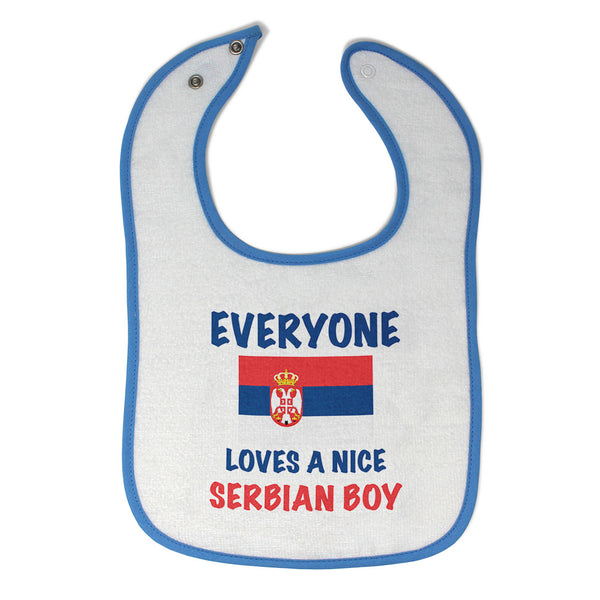 Baby Boy Bibs Everyone Loves A Nice Serbian Boy Burp Cloths Contrast Trim Cotton - Cute Rascals