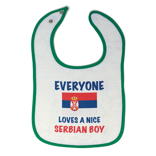 Baby Boy Bibs Everyone Loves A Nice Serbian Boy Burp Cloths Contrast Trim Cotton - Cute Rascals