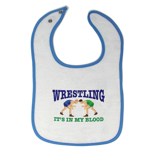 Cloth Bibs for Babies Wrestling It's in My Blood Sport Players Fighting Cotton - Cute Rascals