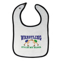 Cloth Bibs for Babies Wrestling It's in My Blood Sport Players Fighting Cotton