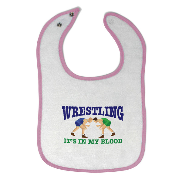 Cloth Bibs for Babies Wrestling It's in My Blood Sport Players Fighting Cotton - Cute Rascals