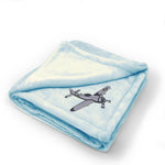Plush Baby Blanket Military Plane #47 Embroidery Receiving Swaddle Blanket