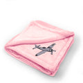 Plush Baby Blanket Military Plane #47 Embroidery Receiving Swaddle Blanket