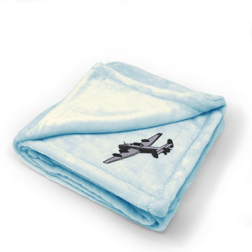 Plush Baby Blanket Military Plane Halifax Bomber Embroidery Polyester