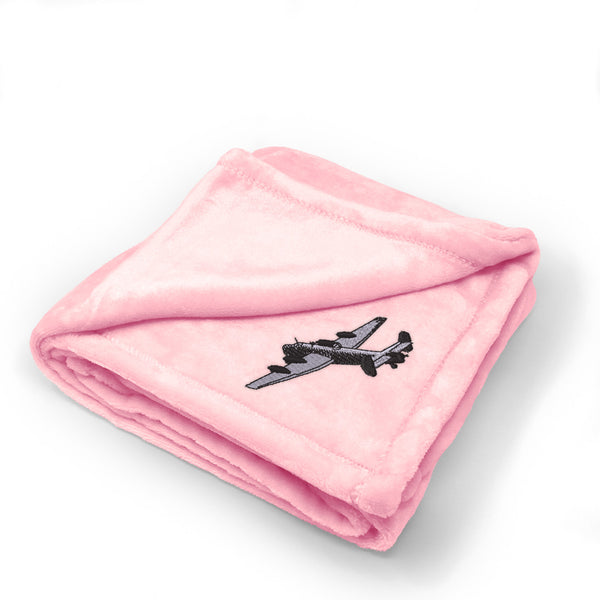 Plush Baby Blanket Military Plane Halifax Bomber Embroidery Polyester