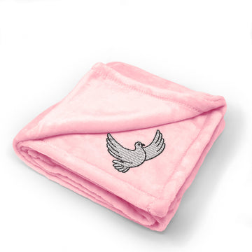 Plush Baby Blanket Dove A Embroidery Receiving Swaddle Blanket Polyester