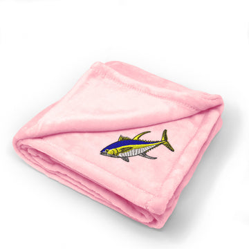 Plush Baby Blanket Tuna Embroidery Receiving Swaddle Blanket Polyester