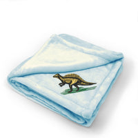 Plush Baby Blanket Wild Dinosaur Embroidery Receiving Swaddle Blanket Polyester