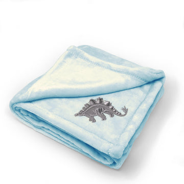 Plush Baby Blanket Dinosaur Silver Embroidery Receiving Swaddle Blanket
