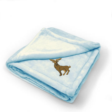 Plush Baby Blanket Deer A Embroidery Receiving Swaddle Blanket Polyester