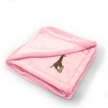 Plush Baby Blanket Giraffe A Embroidery Receiving Swaddle Blanket Polyester