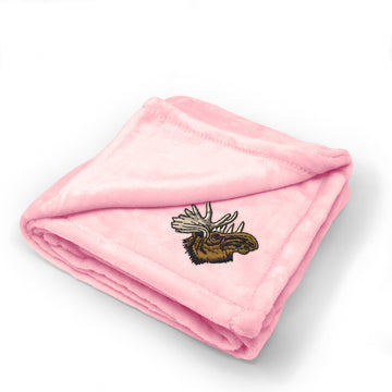 Plush Baby Blanket Moose A Embroidery Receiving Swaddle Blanket Polyester