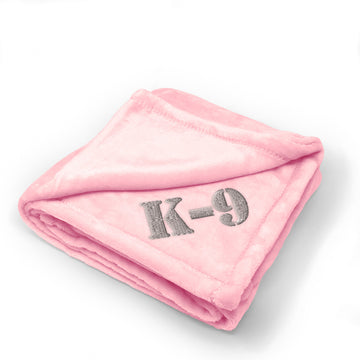 Plush Baby Blanket K-9 Silver Logo Embroidery Receiving Swaddle Blanket