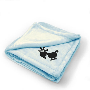 Plush Baby Blanket Cute Goat Animal Embroidery Receiving Swaddle Blanket