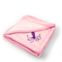 Plush Baby Blanket Octopus Purple Embroidery Receiving Swaddle Blanket Polyester