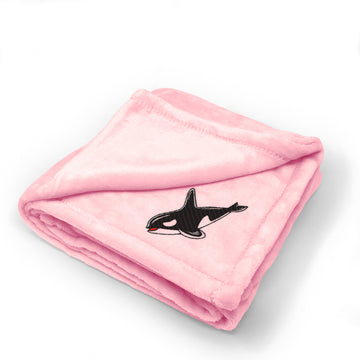 Plush Baby Blanket Orca Killer Whale Embroidery Receiving Swaddle Blanket