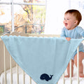Plush Baby Blanket Whale Sea Animal Embroidery Receiving Swaddle Blanket