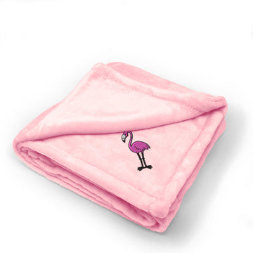 Plush Baby Blanket Flamingo Pink Body Style A Embroidery Polyester