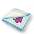 Plush Baby Blanket Pink Piggy Embroidery Receiving Swaddle Blanket Polyester