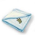 Plush Baby Blanket Boer Goat Happy Face Embroidery Receiving Swaddle Blanket