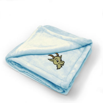 Plush Baby Blanket Boer Goat Happy Face Embroidery Receiving Swaddle Blanket