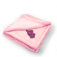 Plush Baby Blanket Cute Smiley Baby Pig Embroidery Receiving Swaddle Blanket