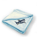 Plush Baby Blanket Angry Shark with Big Teeth Embroidery Polyester