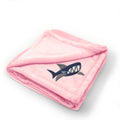 Plush Baby Blanket Angry Shark with Big Teeth Embroidery Polyester