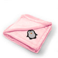 Plush Baby Blanket Baby Penguin Embroidery Receiving Swaddle Blanket Polyester