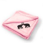Plush Baby Blanket Elephant Couple Embroidery Receiving Swaddle Blanket