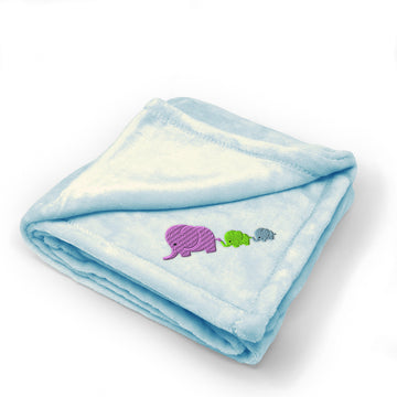 Plush Baby Blanket Elephant Family Mother Babies Embroidery Polyester