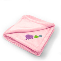 Plush Baby Blanket Elephant Family Mother Babies Embroidery Polyester