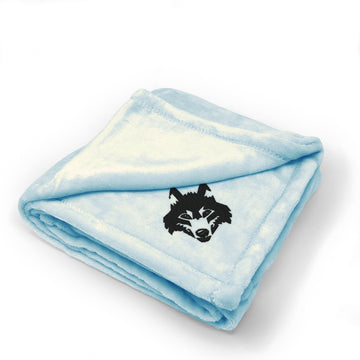 Plush Baby Blanket Wolf Face Black Embroidery Receiving Swaddle Blanket