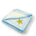 Plush Baby Blanket Yellow Smiley Star Fish Embroidery Receiving Swaddle Blanket