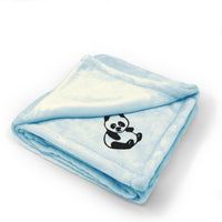 Plush Baby Blanket Chubby Panda Embroidery Receiving Swaddle Blanket Polyester