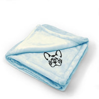 Plush Baby Blanket French Bulldog Silhouette Embroidery Polyester