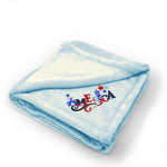 Plush Baby Blanket America Usa Patriotic Logo Embroidery Polyester