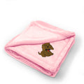 Plush Baby Blanket Puppy Dog Embroidery Receiving Swaddle Blanket Polyester