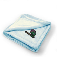 Plush Baby Blanket Baseball Alien Embroidery Receiving Swaddle Blanket Polyester