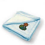 Plush Baby Blanket Alien Basketball Embroidery Receiving Swaddle Blanket