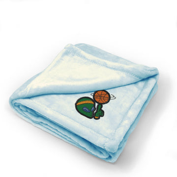Plush Baby Blanket Alien Basketball Embroidery Receiving Swaddle Blanket
