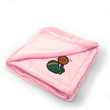 Plush Baby Blanket Alien Basketball Embroidery Receiving Swaddle Blanket