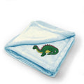 Plush Baby Blanket Cute Dinosaur Embroidery Receiving Swaddle Blanket Polyester