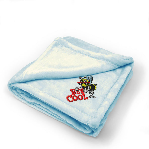 Plush Baby Blanket Bee Cool Embroidery Receiving Swaddle Blanket Polyester
