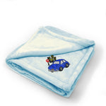 Plush Baby Blanket Kid Compact Car City Embroidery Receiving Swaddle Blanket